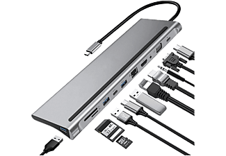 DAYTONA MST-12U Ethernet Kart Okuyucu AUX PD Hub Çevirici Adaptör Metalik Gri