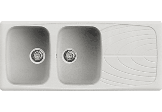 ELLECI Master 500 G52 Bianco Pietra gránit mosogatótálca, 2 medence csepegtetővel