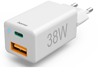 HAMA FIC Univerzális hálózati töltő USB-A + USB Type-C PD,QC, max.38W, fehér (201640)