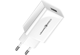 USAMS Hálózati adapter, QC 3.0, 3A, 18W, USB-A, fehér (CC083)