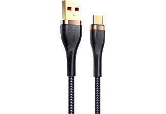 USAMS Textil borítású USB-A - USB Type-C töltőkábel, 1,2 méter, fekete (SJ488USB01)