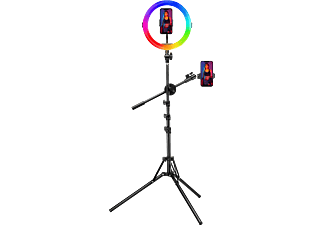 ULANZI K15 RGB gyűrűs lámpa állvánnyal, 1 db hajlítható hattyúnyakkal és telefontartóval