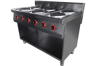 INOX-BÁZIS FSIET7-6 Ipari tűzhely, elektromos, 6 főzőlapos, sütő nélkül, 700Sr Ferrara Professional