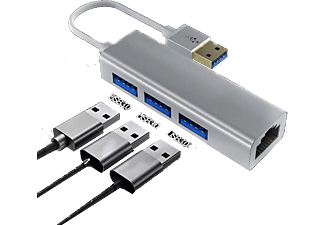 DAYTONA FC06 USB to 3 Port USB RJ45 Kablolu Adaptör Gri