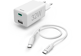 HAMA FIC E3 Univerzális hálózati töltő USB Type-C, USB-A, max 20W+12W, fehér (201692)