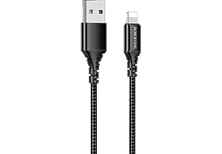 BOROFONE X54 USB - Lightning töltőkábel, szövetborítás, 1 méter, fekete (BX54LIGHTNING B)