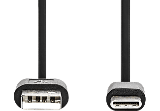 NEDIS USB töltő és adatkábel, USB 2.0, USB Type-C / USB-A, 1m, 60W, fekete (CCGB60600BK10)