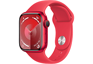 APPLE Watch Series 9 GPS, 41mm, piros alumíniumtok, piros sportszíj, M/L (MRXH3QH/A)