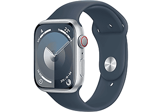 APPLE Watch Series 9 GPS + Cellular MRMG3TU/A  45 mm Gümüş Rengi Alüminyum Kasa ve Fırtına Mavisi Spor Kordon - S/M