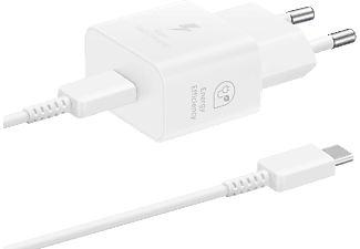SAMSUNG Hálózati töltő adapter kábellel, USB-C csatlakozóval, 25W, fehér (EP-T2510XWEGEU)