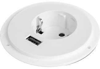DELIGHT rejtett beépíthető konnektor, USB, Fehér (20461WH)