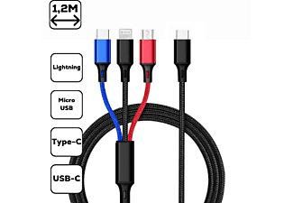 CELLECT 3-in-1 töltőkábel, micro USB + Type-C + lightning, 1.2 m (MDCU-3IN1-TYPEC)