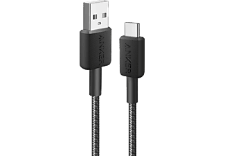 ANKER 322 USB-C to USB-A 1.8m 30W Güç Destekli Şarj ve Data Kablosu Siyah A81H6