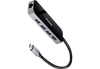 AXAGON USB 3.2 Gen1 Type-C multiport adapter, 5 Gbit/s, 3x USB-A, Type-C, HDMI 4K30Hz, GigabitLAN (HMC-6GL)