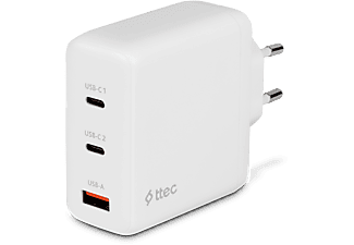 TTEC SmartCharger Trio GAN 120W PD Seyahat Hızlı Şarj Cihazı 2 USB-C+USB-A-Beyaz