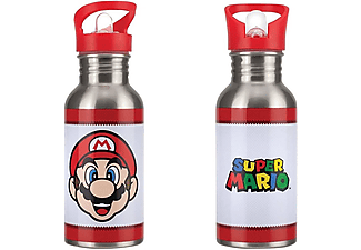 Super Mario fém vizes palack szívószállal