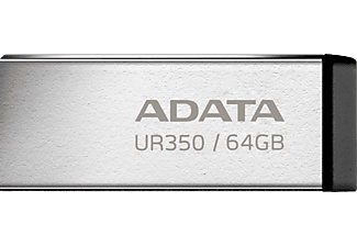 ADATA UR350 USB Pendrive, 64GB, USB 3.2 Gen1, 100/100 MB/s, fémház, fekete-ezüst (UR350-64G-RSR/BK)