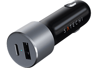 SATECHI Autós szivargyújtó adapter, USB Type-C max.60w, USB-A max.12w, ezüst (ST-TCPDCCS)