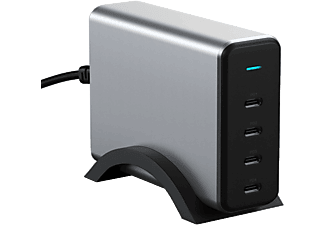 SATECHI USB-C 4 portos GaN hálózati töltő adapter, maximum 165W összteljesítmény, szürke (ST-UC165GM-EU)