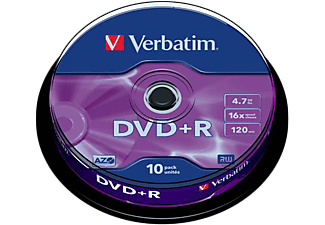 VERBATIM DVD+R lemez 4,7 GB 16x, 10db hengeren AZO