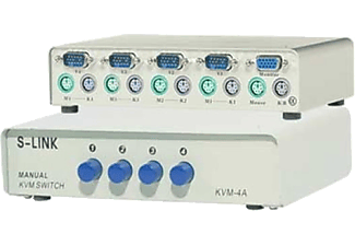 S-LINK KVM-4A 4 Port VGA+PS2 1,8 M/F Kablosuz Manuel Kvm Switch
