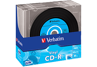 VERBATIM CD-R lemez 700 MB 52x, vékony tok, "Vinyl", 10db/csomag
