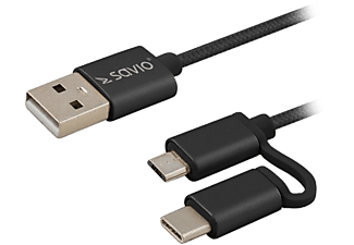 SAVIO CL-128 2in1 USB - Micro USB/Type-C kábel