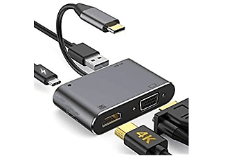 DAYTONA FC02 4 in 1 USB C to HUB PD HDMI VGA USB Adaptör Gri