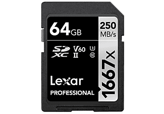 LEXAR 64GB Professional 1667x SDXC™ UHS-II, 250MB/s okuma 80MB/s yazma C10 V60 U3 Hafıza Kartı