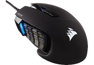 CORSAIR SCIMITAR RGB ELITE - Gaming Maus, Kabelgebunden, Optisch mit Leuchtdioden, 18000 dpi, Schwarz