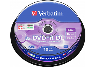VERBATIM DVD+R Double Layer kétrétegű lemez, 8,5 GB, 10 db hengeren (43666)