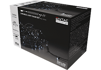 ENTAC Karácsonyi IP44 240 LED, sorolható füzér szett, hideg fehér, 24m, adapterrel (ECL-240-CW-LSA)