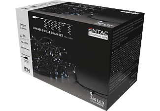 ENTAC Karácsonyi IP44 360 LED, sorolható Jégcsapfüzér szett, hideg fehér, 8m, adapterrel (ECL-I360CW-LSA)
