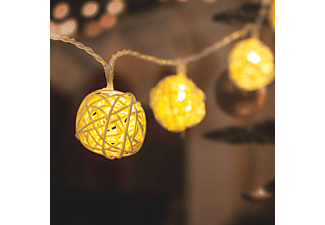 FAMILY DECOR 56519 LED fényfüzér - rattan labdák - 1,35 m - melegfehér - 2 x AA