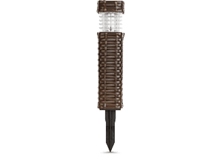 GARDEN OF EDEN 11727 Leszúrható szolár lámpa - rattan hatású - hidegfehér - 7 x 7 x 28 (+12) cm