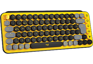 LOGITECH POP Keys Blast Özelleştirilebilir Emoji Tuşlu Mekanik Kablosuz Klavye - Sarı&Siyah