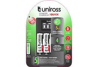 UNIROSS LCD gyorstöltő 4db 2100mAh AA ceruza akkumulátorral, (10040091)