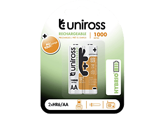 UNIROSS hybrio 2xAA tölthető akkumulátor 1000mAh, 2db/csomag (UH2AA1000)