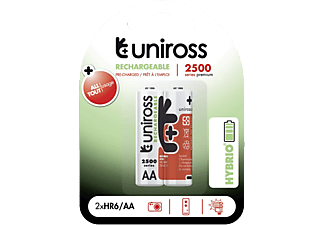 UNIROSS hybrio 2xAA ceruza tölthető akkumulátor 2500mAh, 2db/csomag (UH2AA2500)