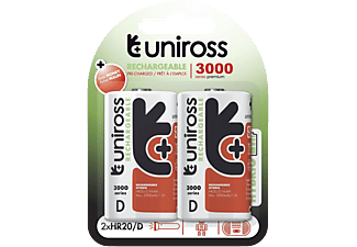 UNIROSS hybrio 2xD tölthető akkumulátor 3000mAh, 2db/csomag(UH2D3000)