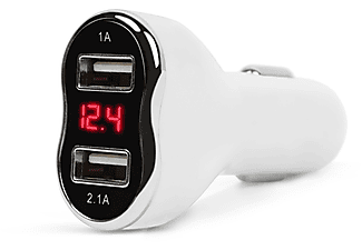 MNC 55054WH 2XUSB szivargyújtó adapter feszültségmérővel fehér