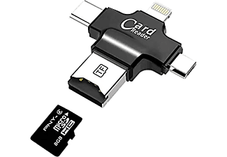 DAYTONA HC05 Type-C Lightning Usb-A Micro SD TF Kart Okuyucu Hub Siyah