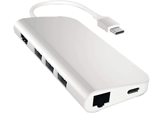 SATECHI Alumínium Type-C Multi-Port adapter, HDMI 4K, 3x USB 3.0, MicroSD, LAN, ezüst (ST-TCMAS)