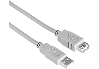 HAMA USB 2.0 A Fiş - A Soket 3m USB Uzatma Kablosu Gri