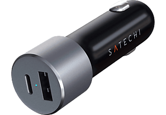 SATECHI Autós szivargyújtó adapter, 1x USB Type-C max 60w, 1x USB-A max 12w, asztroszürke (ST-TCPDCCM)