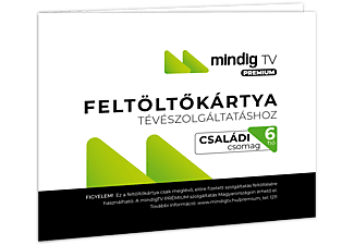 MINDIGTV PRÉMIUM Családi csomag Feltöltő kártya 6 hó Előre fizetett szolgáltatás