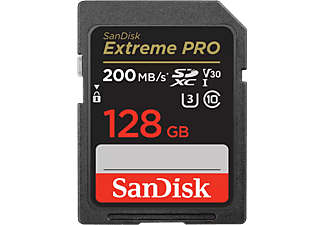 SANDISK Extreme Pro SDXC memóriakártya, 128 GB, 200/90 MB/s, UHS-I, Class 10, U3, V30 (121596)