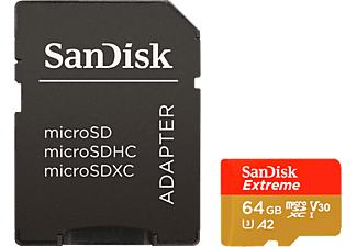 SANDISK MicroSD Extreme kártya 64 GB, 170MB/s C10, V30, UHS-I, U3, A2 (212585)