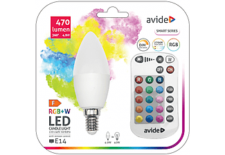 AVIDE Smart LED Candle gyertya izzó, 4.9W E14, 180 ° 470lm RGB+W IR Távirányítóval (ASC14RGBW-4.9W-RC)