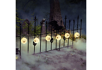 FAMILY HALLOWEEN Halloween-i lampion fényfüzér, pókháló minta, 10 melegfehér LED, 7,5 x 165 cm, 2xAA (58172)